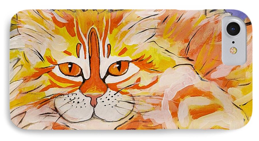 Cat iPhone 8 Case featuring the painting Rocket by Alison Caltrider
