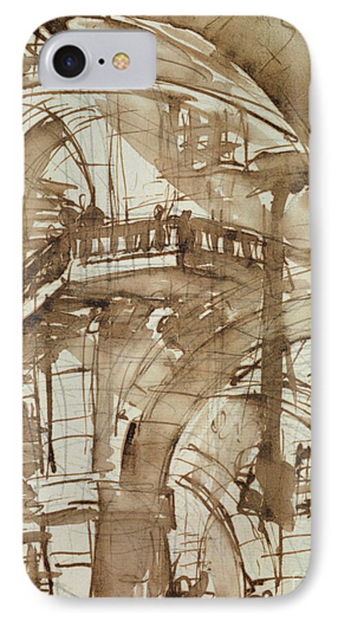 Romische Kerker; Incarceration; Gaol; Jail; Neoclassical; Barrel-vaulted iPhone 8 Case featuring the drawing Roman Prison by Giovanni Battista Piranesi