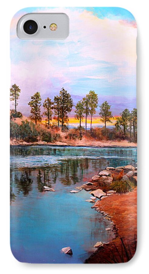 Canyon iPhone 8 Case featuring the painting Rose Canyon Lake 2 by M Diane Bonaparte