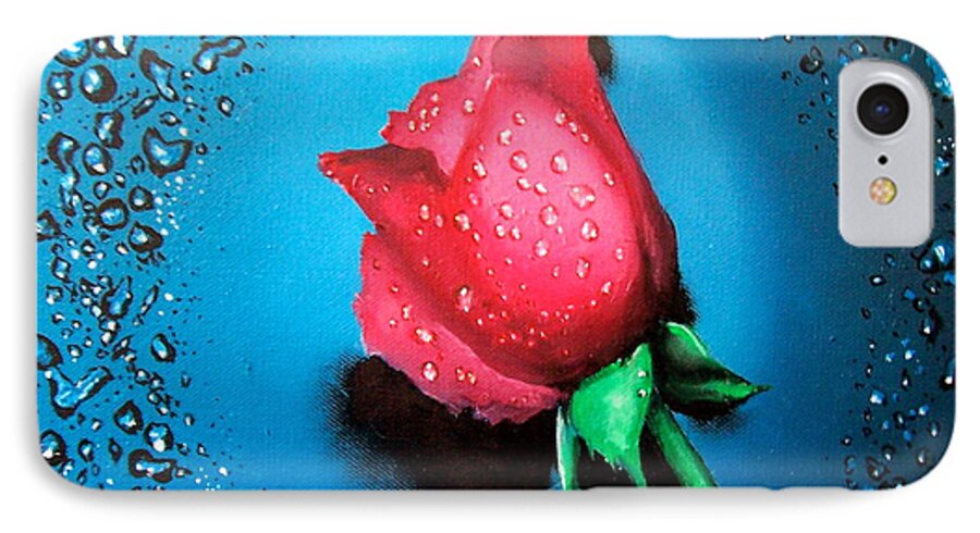 Painting iPhone 8 Case featuring the painting Rose by Geni Gorani