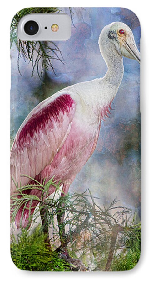 Roseate Spoonbill iPhone 8 Case featuring the photograph Roseate Spoonbill in Evangeline Parish by Bonnie Barry