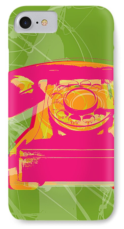 Pop Art iPhone 8 Case featuring the digital art Rotary phone by Jean luc Comperat