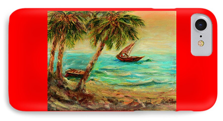 Indian Ocean iPhone 8 Case featuring the painting Sail boats on Indian Ocean by Sher Nasser