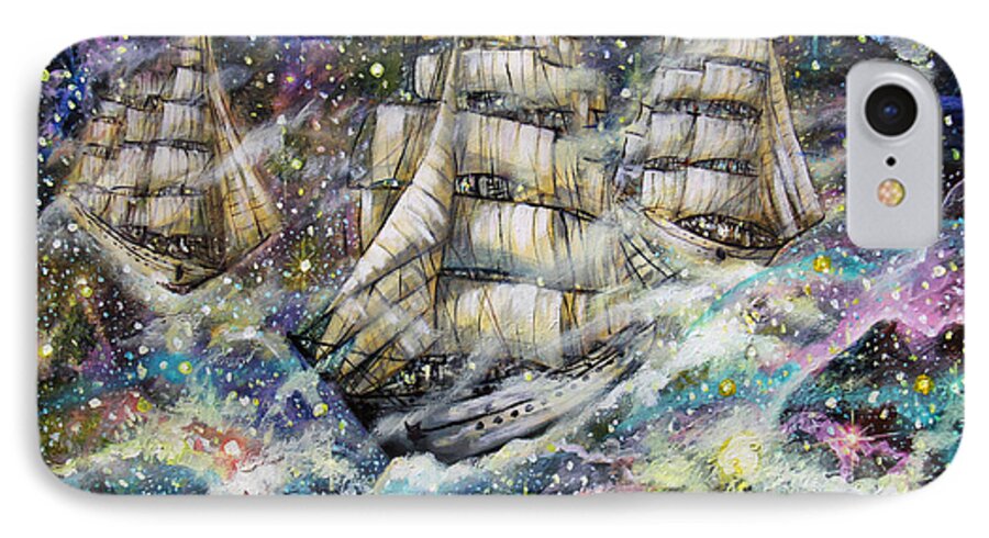 Sailing Among The Stars iPhone 8 Case featuring the painting Sailing Among The Stars by Dariusz Orszulik