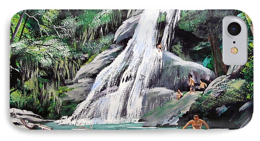 San Sebastian Waterfall iPhone 8 Case featuring the painting San Sebastian Waterfall by Luis F Rodriguez