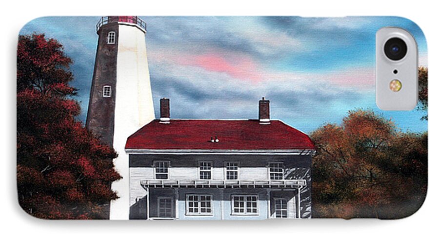 Lighthouse iPhone 8 Case featuring the painting Sandy Hook Lighthouse by Daniel Carvalho