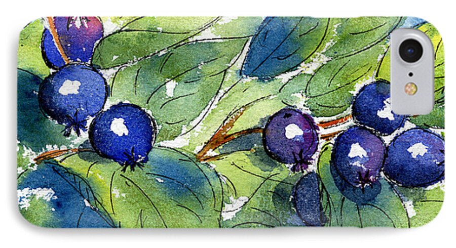Impressionism iPhone 8 Case featuring the painting Saskatoon Berries by Pat Katz
