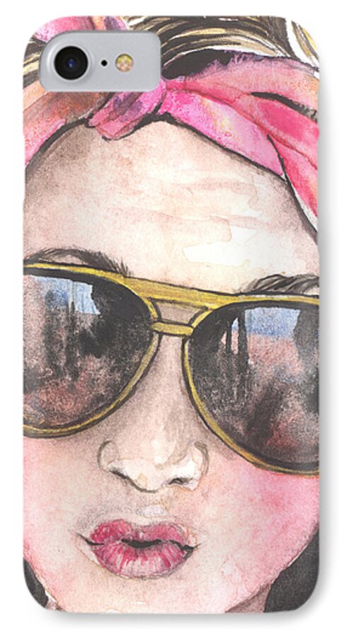 Pink iPhone 8 Case featuring the painting Shades by Kim Whitton