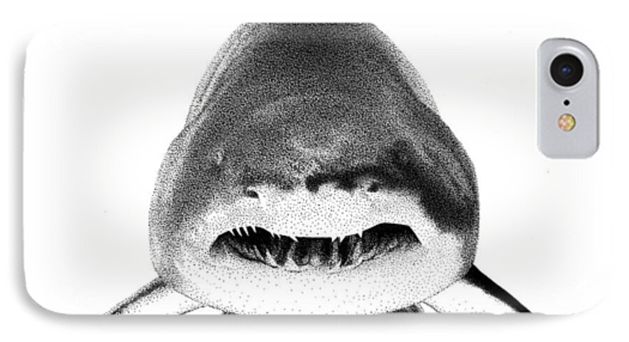 Shark iPhone 8 Case featuring the drawing Shark by Scott Woyak