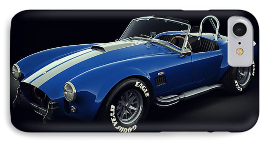 Transportation iPhone 8 Case featuring the digital art Shelby Cobra 427 - Bolt by Marc Orphanos