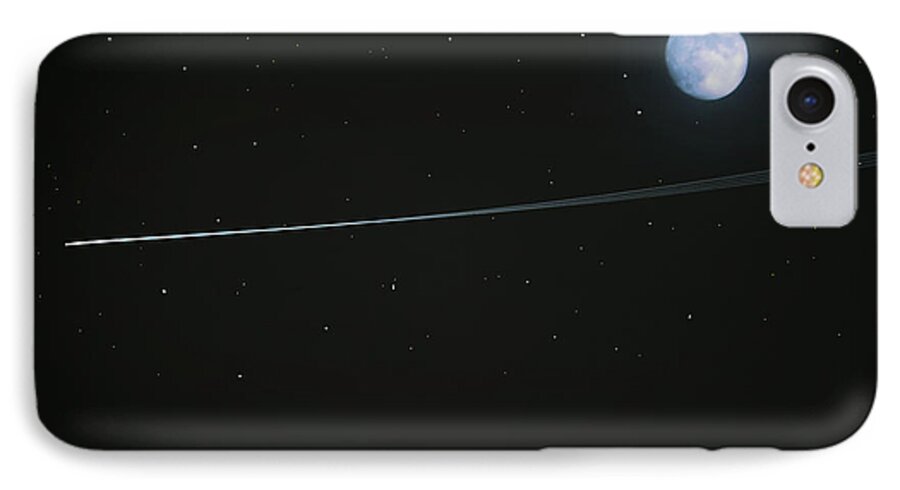 Moon iPhone 8 Case featuring the digital art Shooting Star by Pete Trenholm