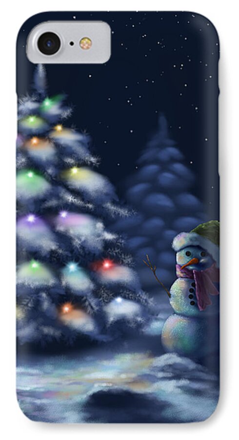 Christmas iPhone 8 Case featuring the painting Silent night by Veronica Minozzi