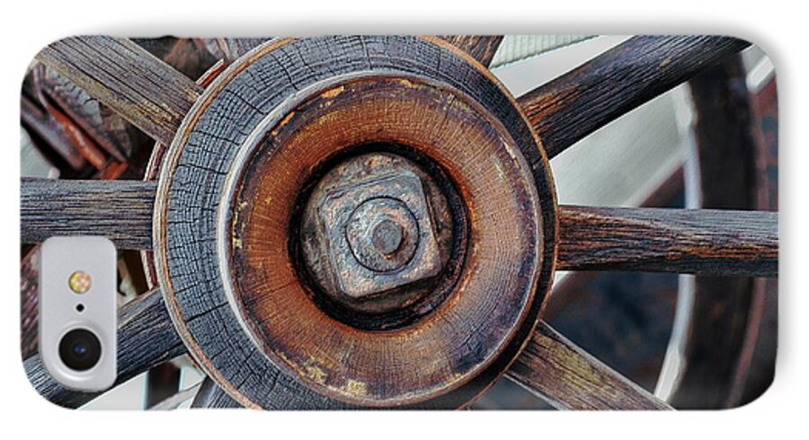 Wagon Wheel Spokes iPhone 8 Case featuring the photograph Spokes and Hub by Kae Cheatham