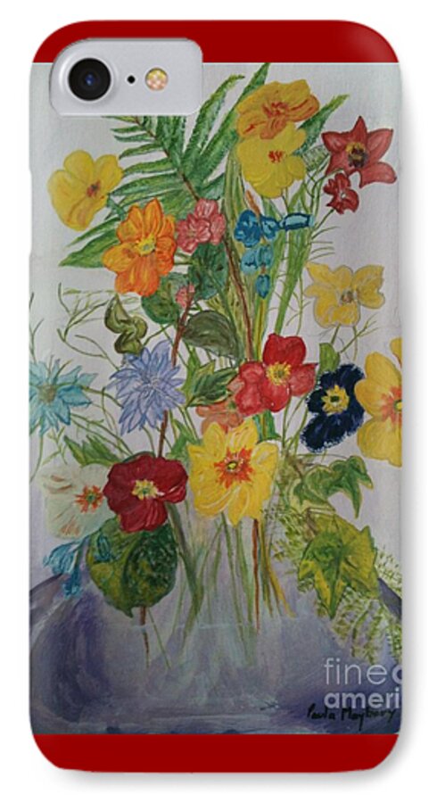 Transparent Vase. Spring Flowers iPhone 8 Case featuring the painting Spring Bouquet by Paula Maybery