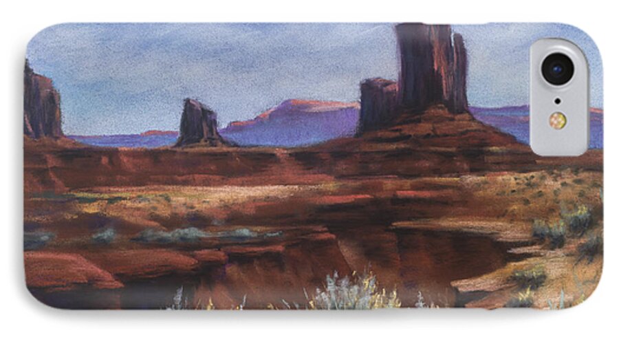 Monument Vally Az iPhone 8 Case featuring the painting Spring Sage Monument Valley AZ by Marjie Eakin-Petty