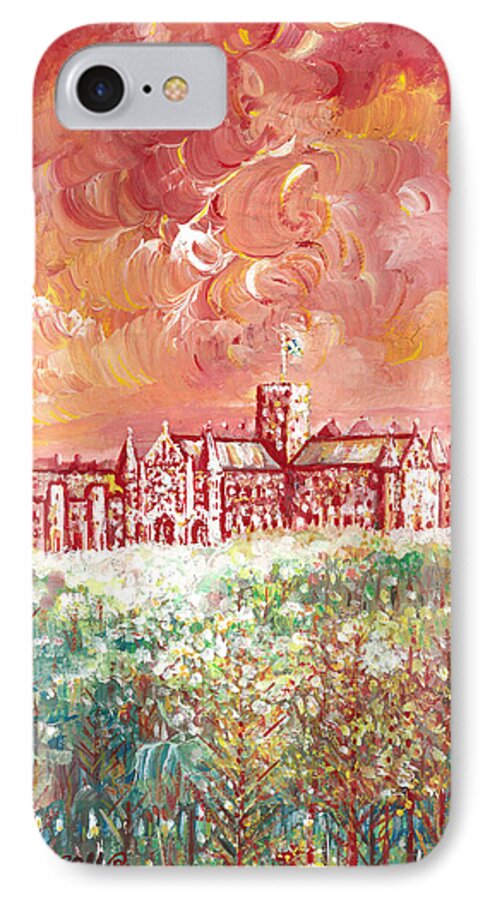 St Albans iPhone 8 Case featuring the painting St Albans Abbey - Stormy Weather by Giovanni Caputo