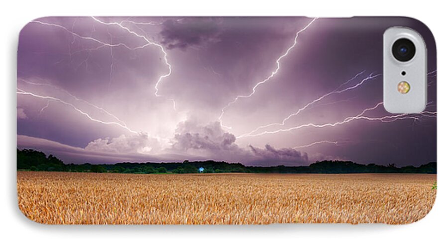 Lightning iPhone 8 Case featuring the photograph Storm over wheat by Alexey Stiop