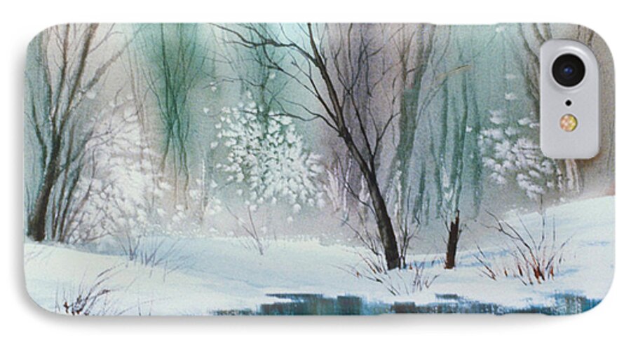 Stream Cove In Winter iPhone 8 Case featuring the painting Stream Cove in Winter by Teresa Ascone