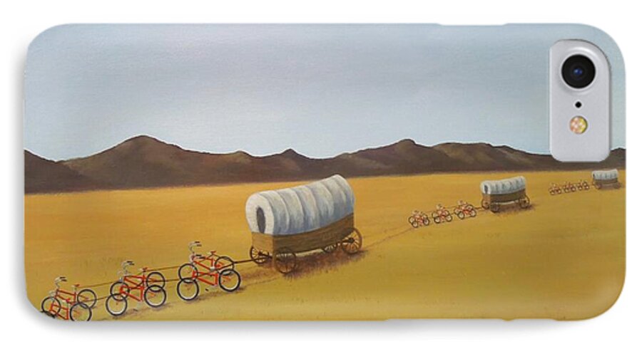 Red Bicycles iPhone 8 Case featuring the painting Substitutes by Phyllis Andrews