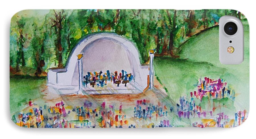 Devou Park iPhone 8 Case featuring the painting Summer Concert in the Park by Elaine Duras