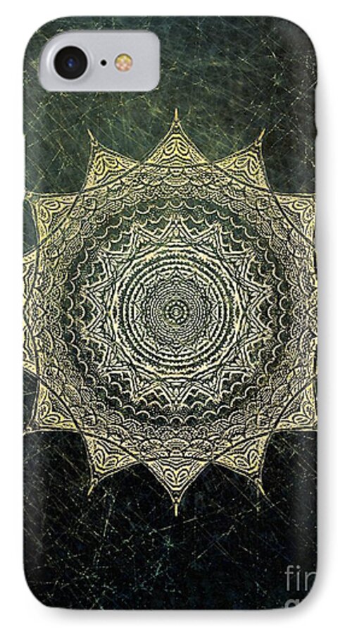 Abstract iPhone 8 Case featuring the digital art Sun Mandala - background variation by Klara Acel