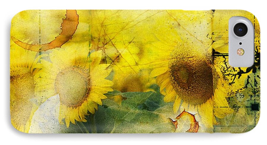 Sunflower iPhone 8 Case featuring the photograph Sunflower Grunge by Kathy Churchman