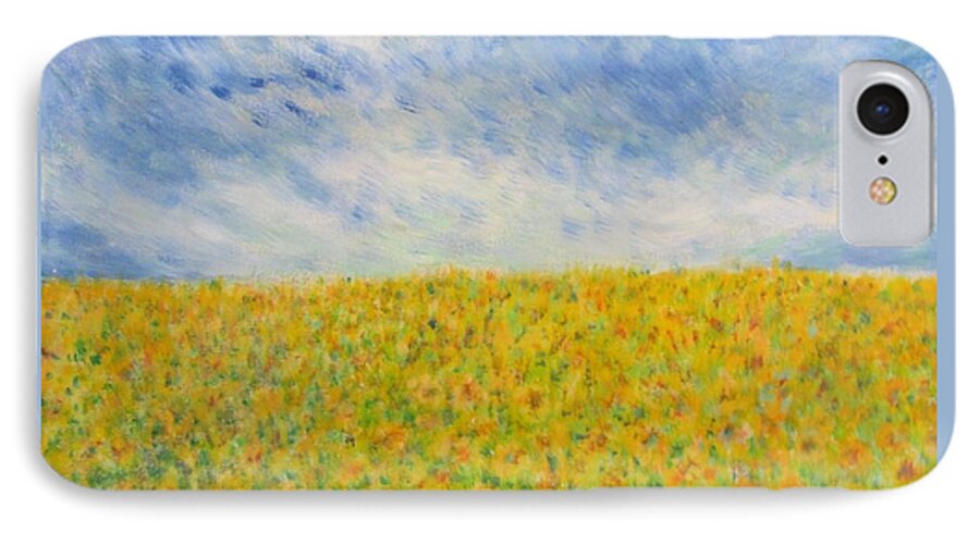Impressionism iPhone 8 Case featuring the painting Sunflowers Field in Texas by Glenda Crigger
