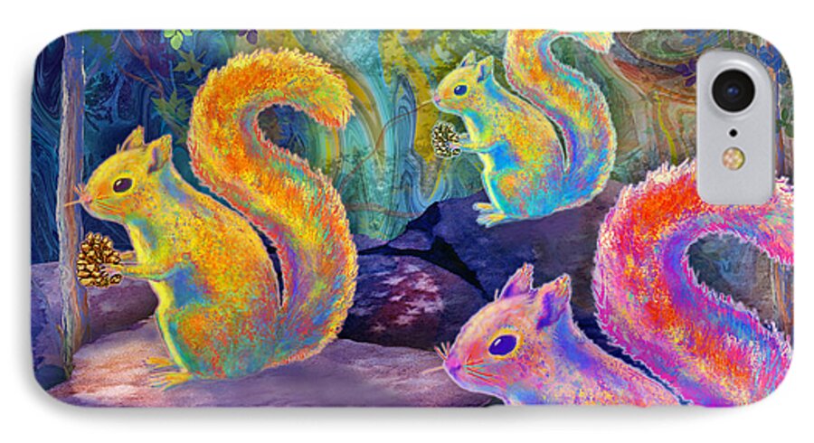Surreal Squirrels In Square iPhone 8 Case featuring the painting Surreal Squirrels in Square by Teresa Ascone