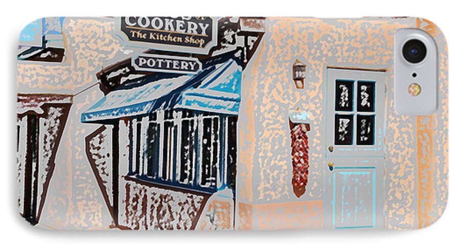 Taos iPhone 8 Case featuring the digital art Taos Cookery Shop by Kathleen Stephens