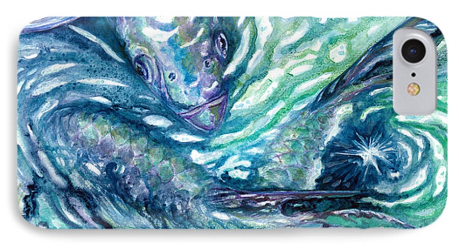 Tarpon iPhone 8 Case featuring the painting Tarpon Frenzy by Ashley Kujan