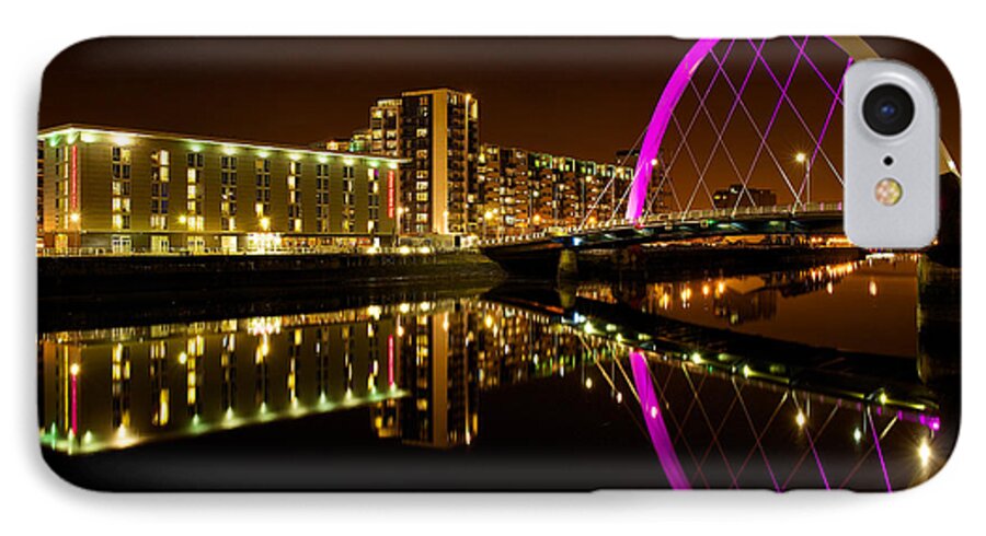 Cityscape iPhone 8 Case featuring the photograph The Clyde Arc in Purple by Stephen Taylor