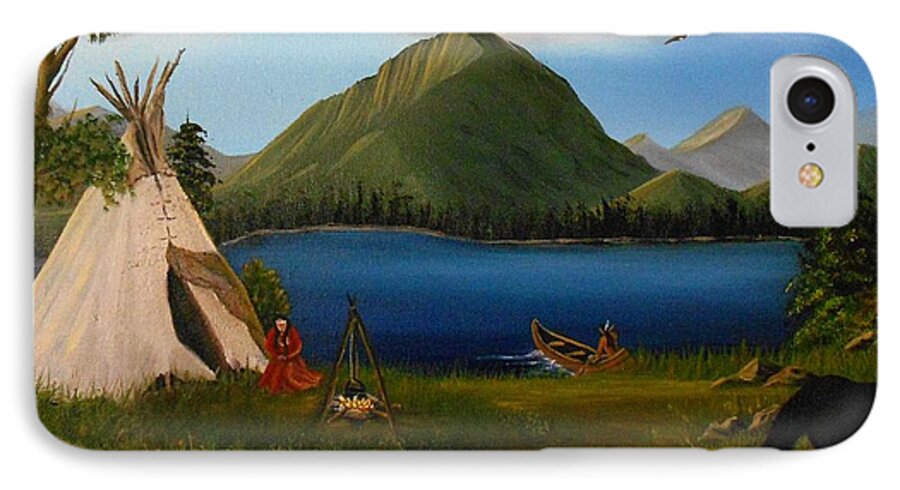 Landscape iPhone 8 Case featuring the painting Dawn of Tohidu by Sheri Keith