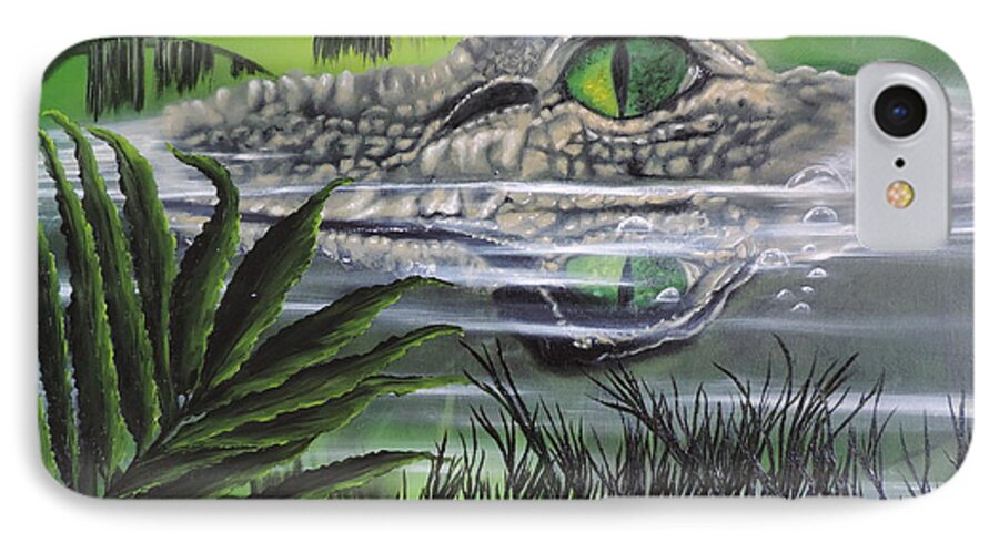 Gator iPhone 8 Case featuring the painting The Glades by Dianna Lewis