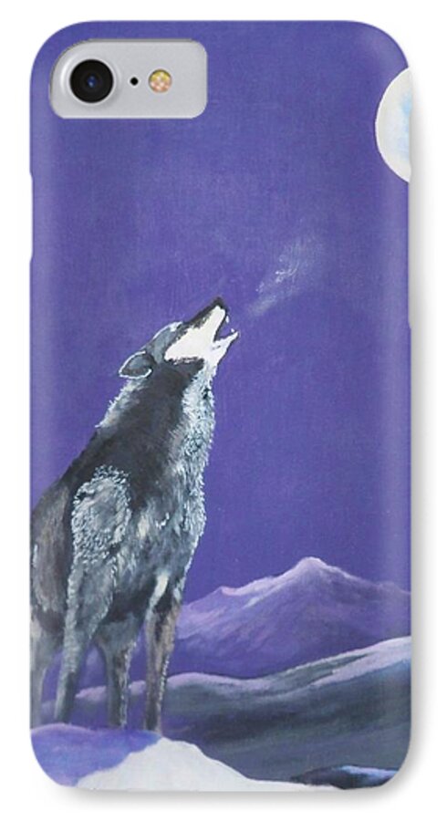 Wolf iPhone 8 Case featuring the painting The Loner by Dave Farrow
