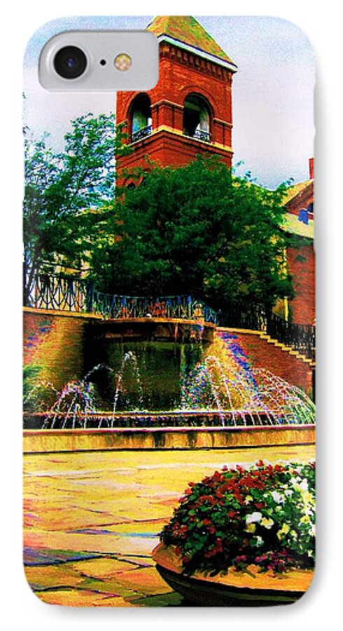  Canal White River Downtown Church Flowers Landscape Indianapolis Indiana Attractive iPhone 8 Case featuring the photograph The Old Church by P Dwain Morris