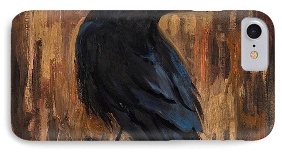 Raven iPhone 8 Case featuring the painting The Raven by Billie Colson