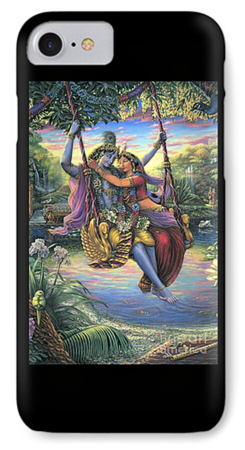  Radha Krishna Swing iPhone 8 Case featuring the painting The Swing Pastime 2 by Vishnu Das
