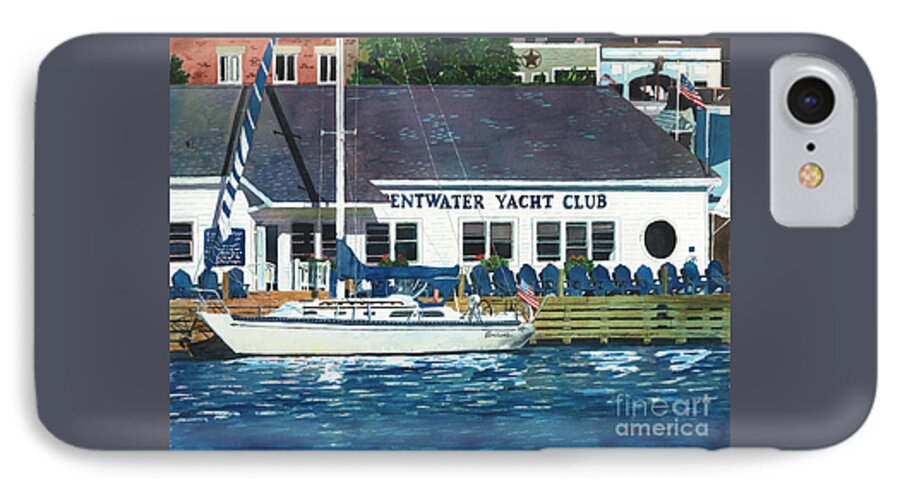 Pentwater iPhone 8 Case featuring the painting The Yacht Club by LeAnne Sowa