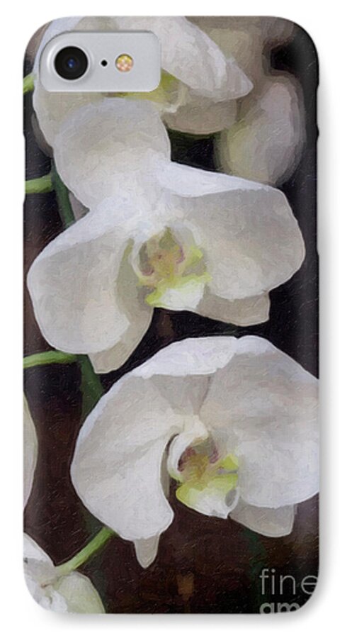 White Orchids iPhone 8 Case featuring the photograph Three White Orchids by Linda Matlow