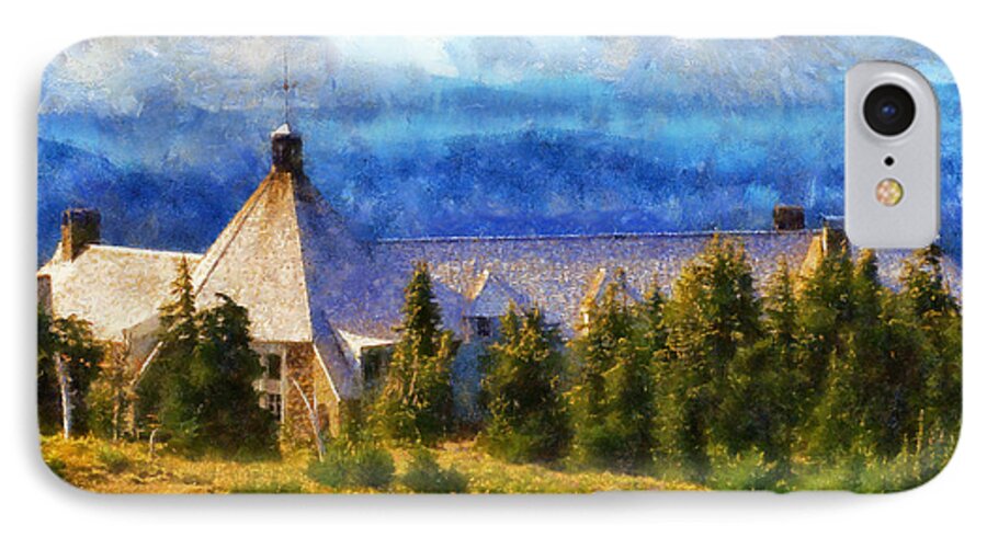Timberline Lodge iPhone 8 Case featuring the digital art Timberline Lodge by Kaylee Mason