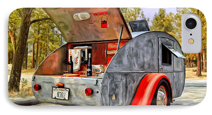 Vintage Travel Trailer iPhone 8 Case featuring the painting Time for Camping by Michael Pickett