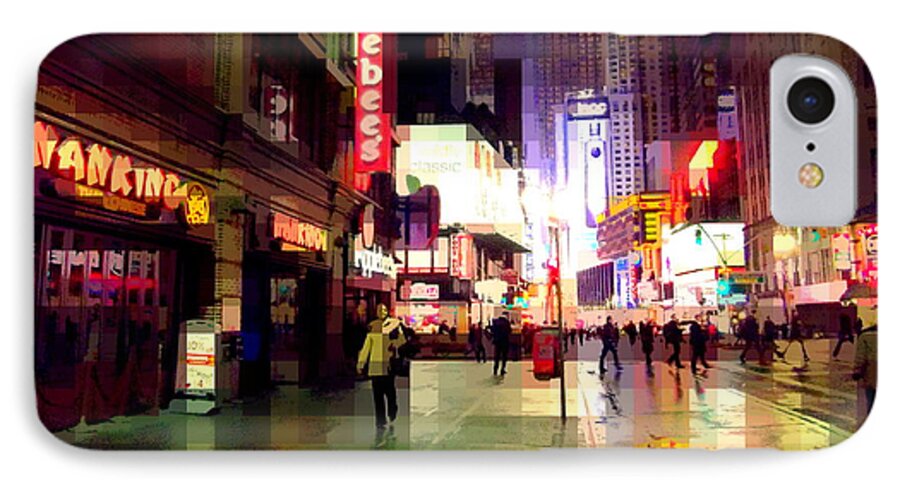 Abstract iPhone 8 Case featuring the photograph Times Square New York - Nanking Restaurant by Miriam Danar