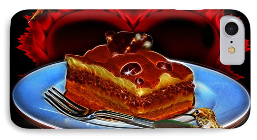 Tiramisu; Cake; Desert; Art; Artist; James Ahn; Rateitart; Dessert Art; Cake Art iPhone 8 Case featuring the digital art Tiramisu n Hummingbirds by James Ahn