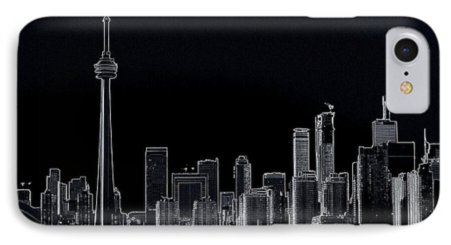 Toronto iPhone 8 Case featuring the photograph Toronto Skyline black and white abstract by Jale Fancey