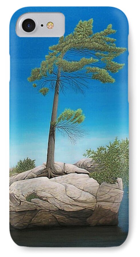 Landscapes iPhone 8 Case featuring the painting Tree in Rock by Kenneth M Kirsch