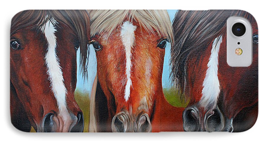 Horse iPhone 8 Case featuring the painting Trio by Debbie Hart