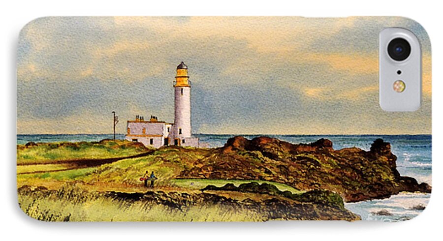 Golf iPhone 8 Case featuring the painting Turnberry Golf Course 9Th Tee by Bill Holkham