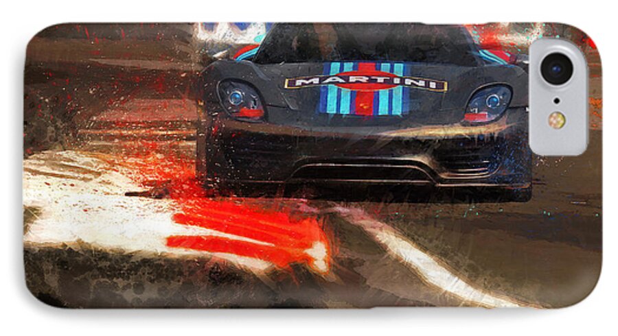 Porsche iPhone 8 Case featuring the digital art Unleashed by Alan Greene