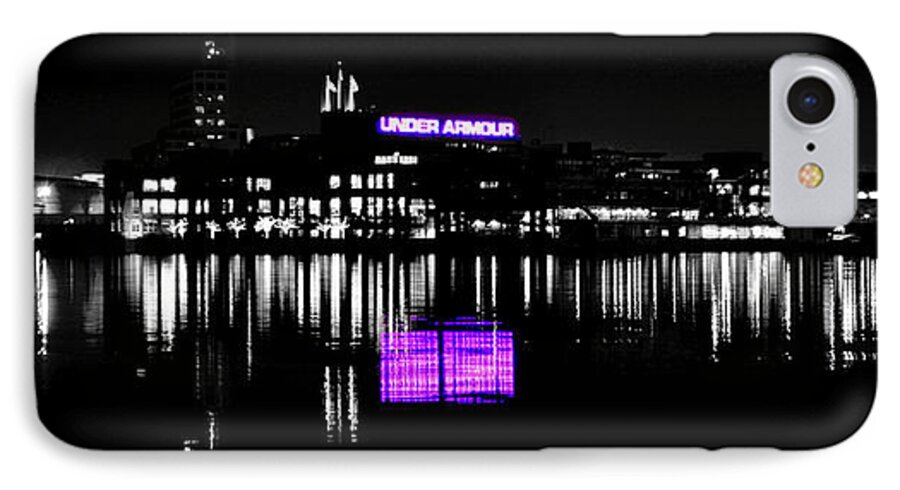 Baltimore iPhone 8 Case featuring the photograph Under Amour at Night - Vibrant Color Splash by Billy Beck