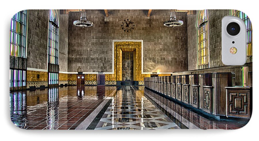 Hdr iPhone 8 Case featuring the photograph Union Station Interior- Los Angeles by David Doucot
